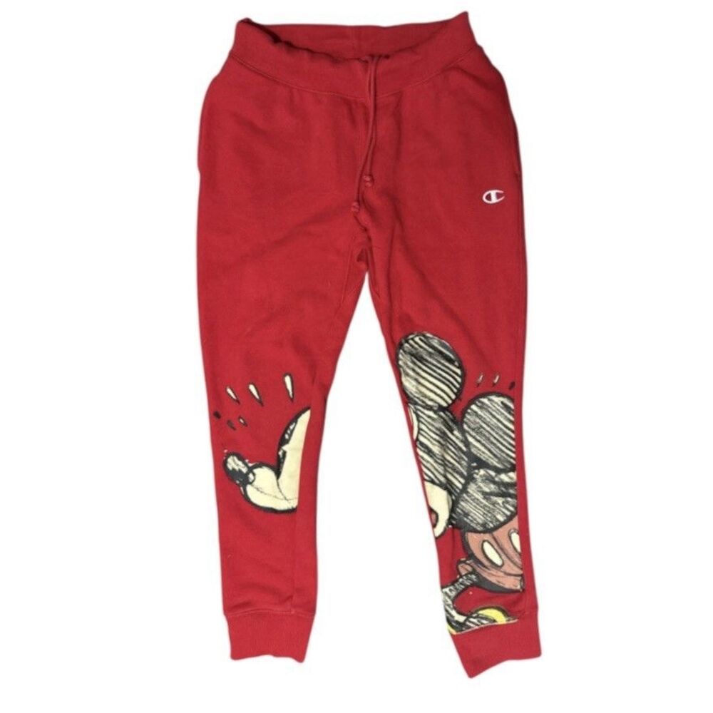 Champion x Disney Reverse Weave Joggers Sweatpants Mickey Mouse Size Medium Red